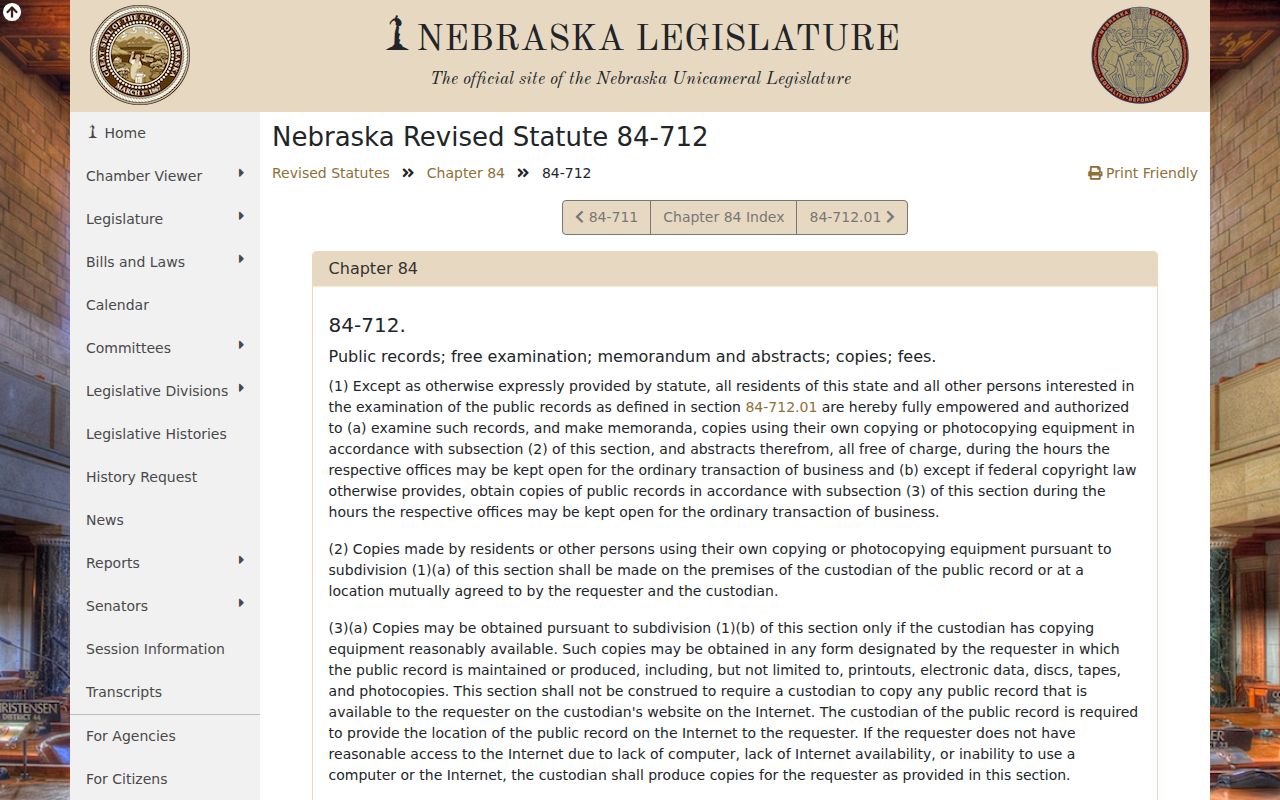 Brule criminal records Nebraska public inspection statute