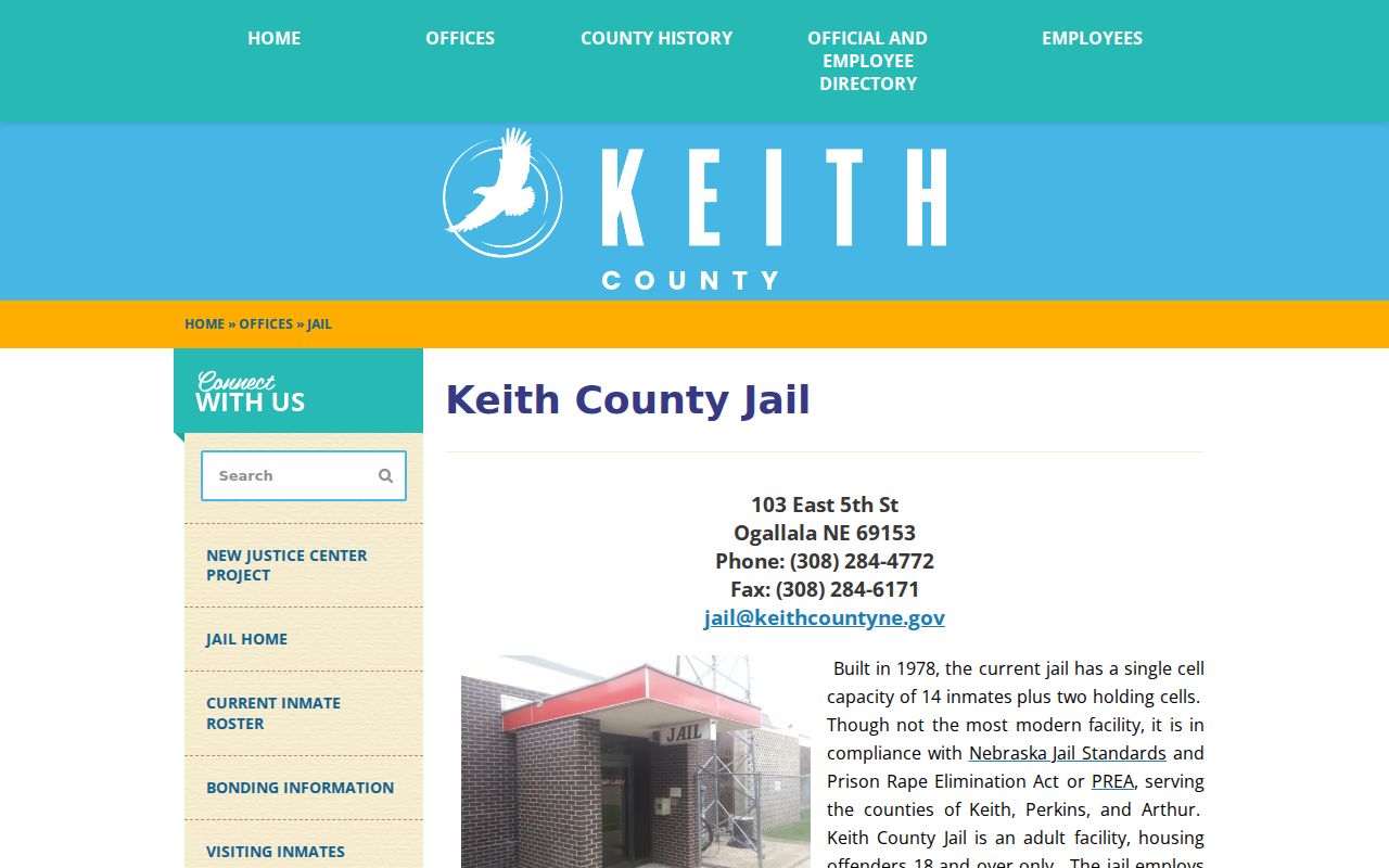 Keith County arrest booking and inmate roster navigation from the county jail