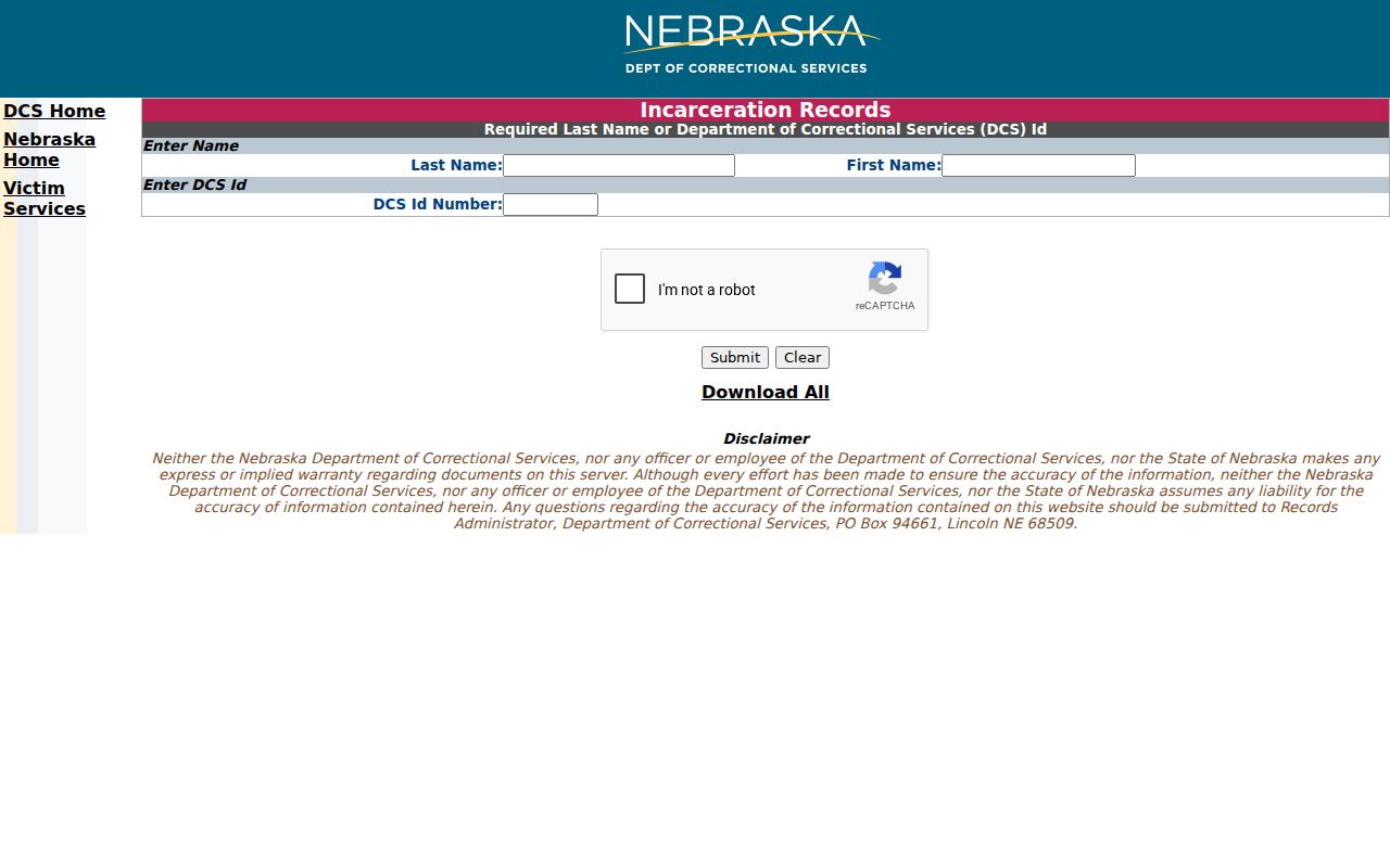 NDCS custody search for Keith County criminal history research