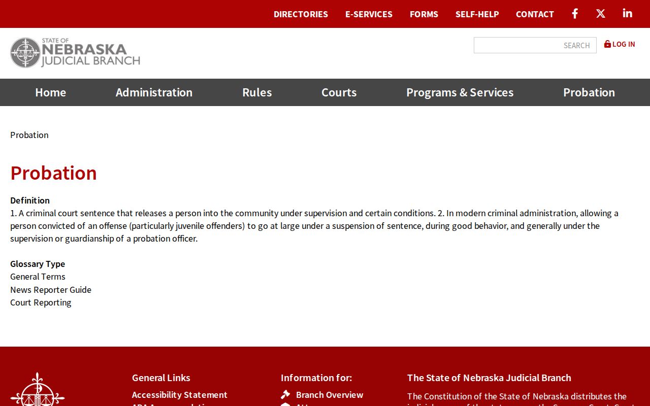Nebraska probation structure for Keith County criminal records