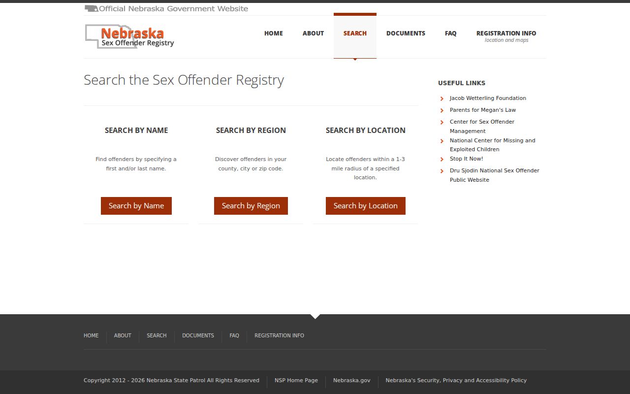 Keith County sex offender registry search form