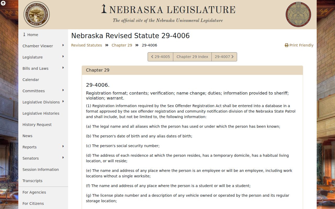 Keith County sex offender registration information statute